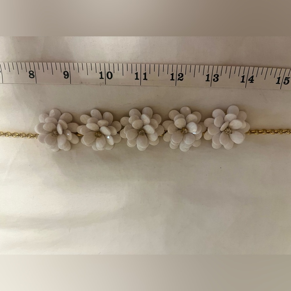 J. Crew girls white crystal & flower necklace like new